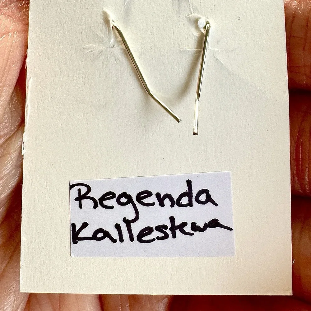 Native American Owl Earrings Zuni Inlay Hook Sterling Dangle Signed Kallestewa